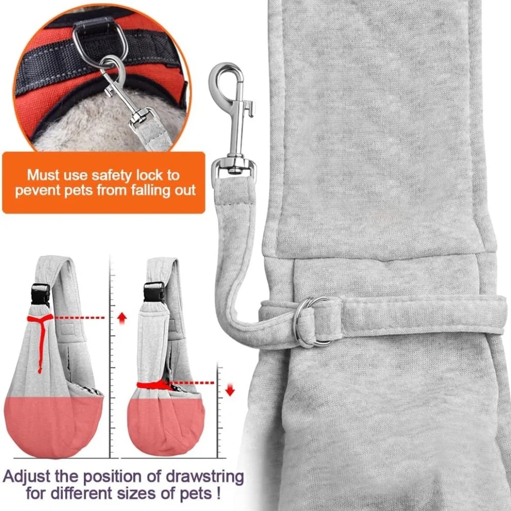 TOMKAS Dog Sling Carrier Gray for Small Dogs & Puppies up to 10 lbs EUC